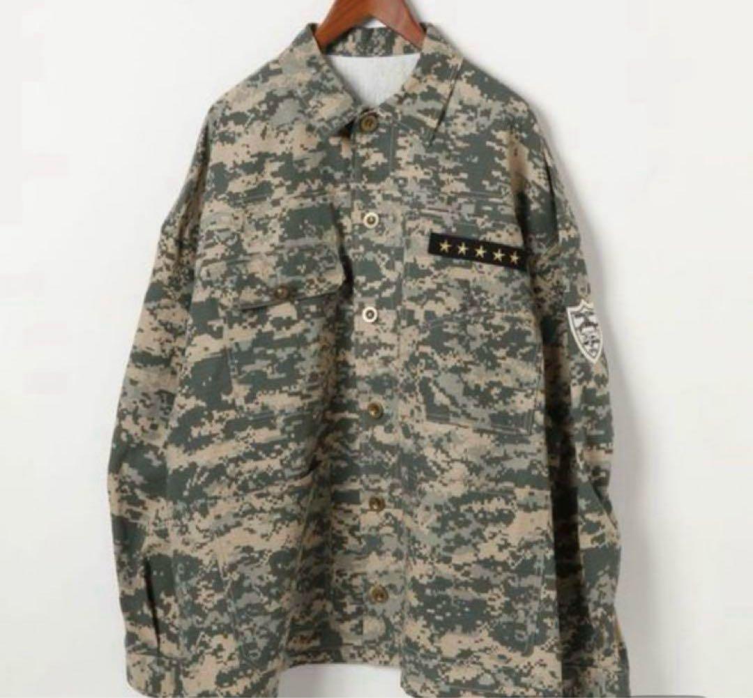 【美品】ニコアンド　メイクスタッフ　ワッペンシャツジャケット　モザイク1
