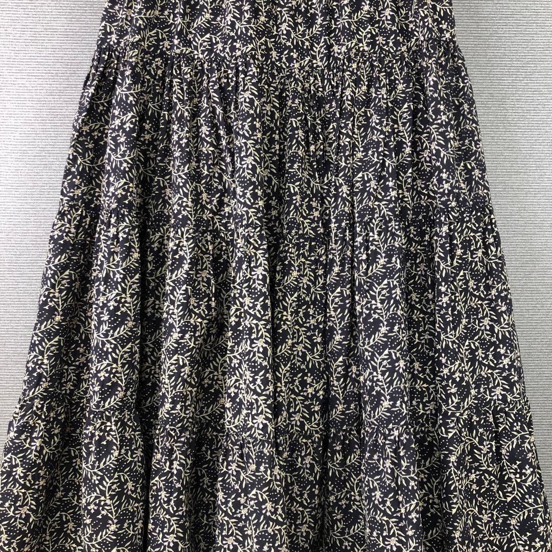 BEARDSLEY プリントティアードギャザースカート F ブラック