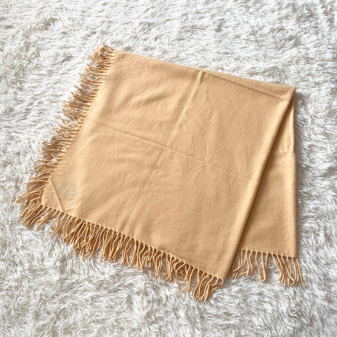 HERMES ストール　カシミヤ　ベージュ　エルメス　無地　マフラー　膝掛け