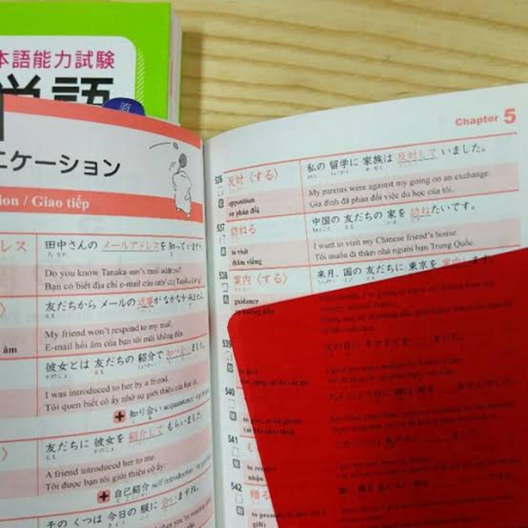 5冊「はじめての日本語能力試験N5+N4+N3+N2+N1単語」英語・ベトナム語