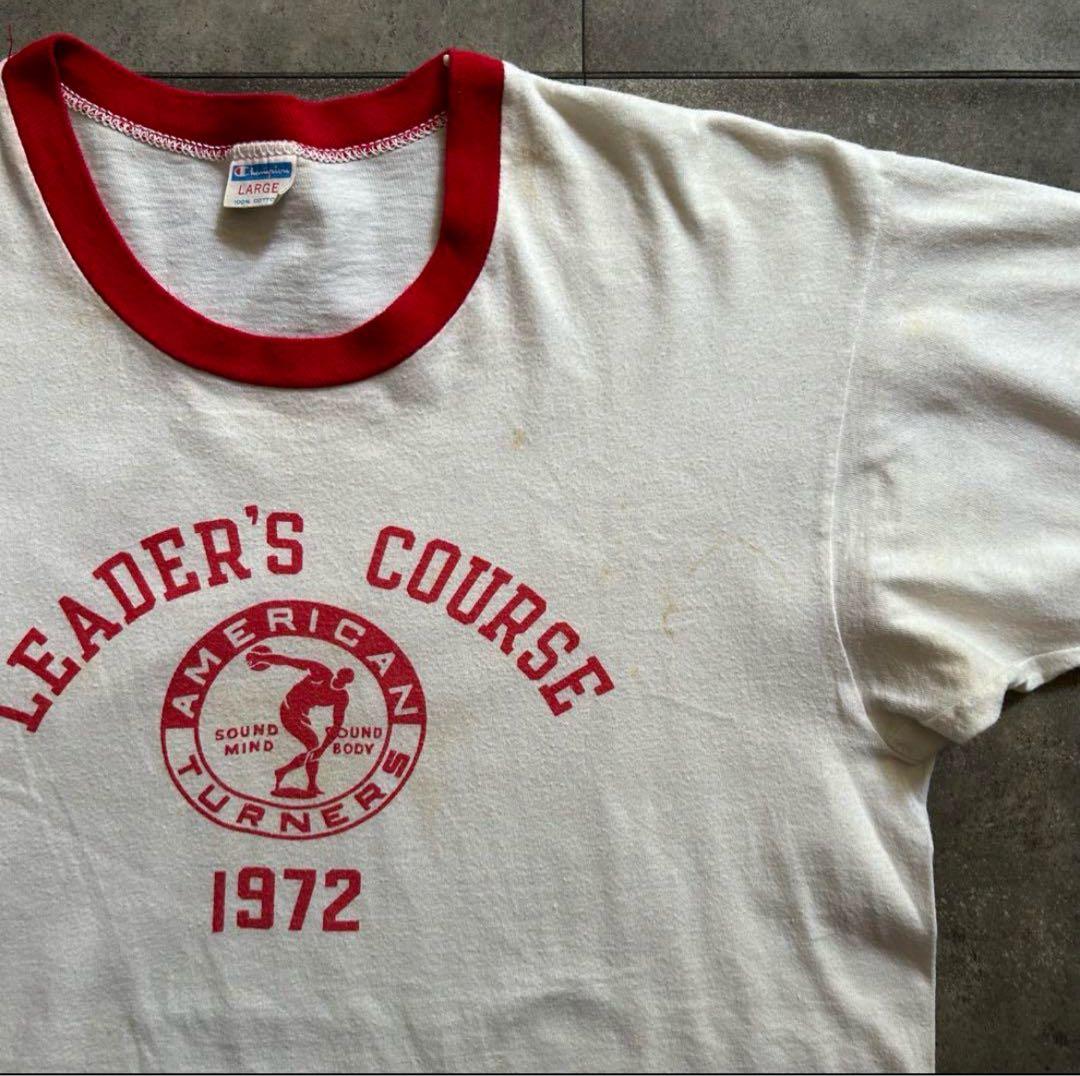 中*竹様 70s チャンピオン リンガーtシャツ USA製 染み込みプリント レ