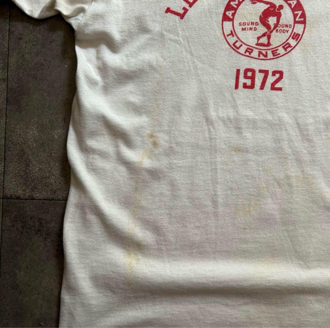 中*竹様 70s チャンピオン リンガーtシャツ USA製 染み込みプリント レ