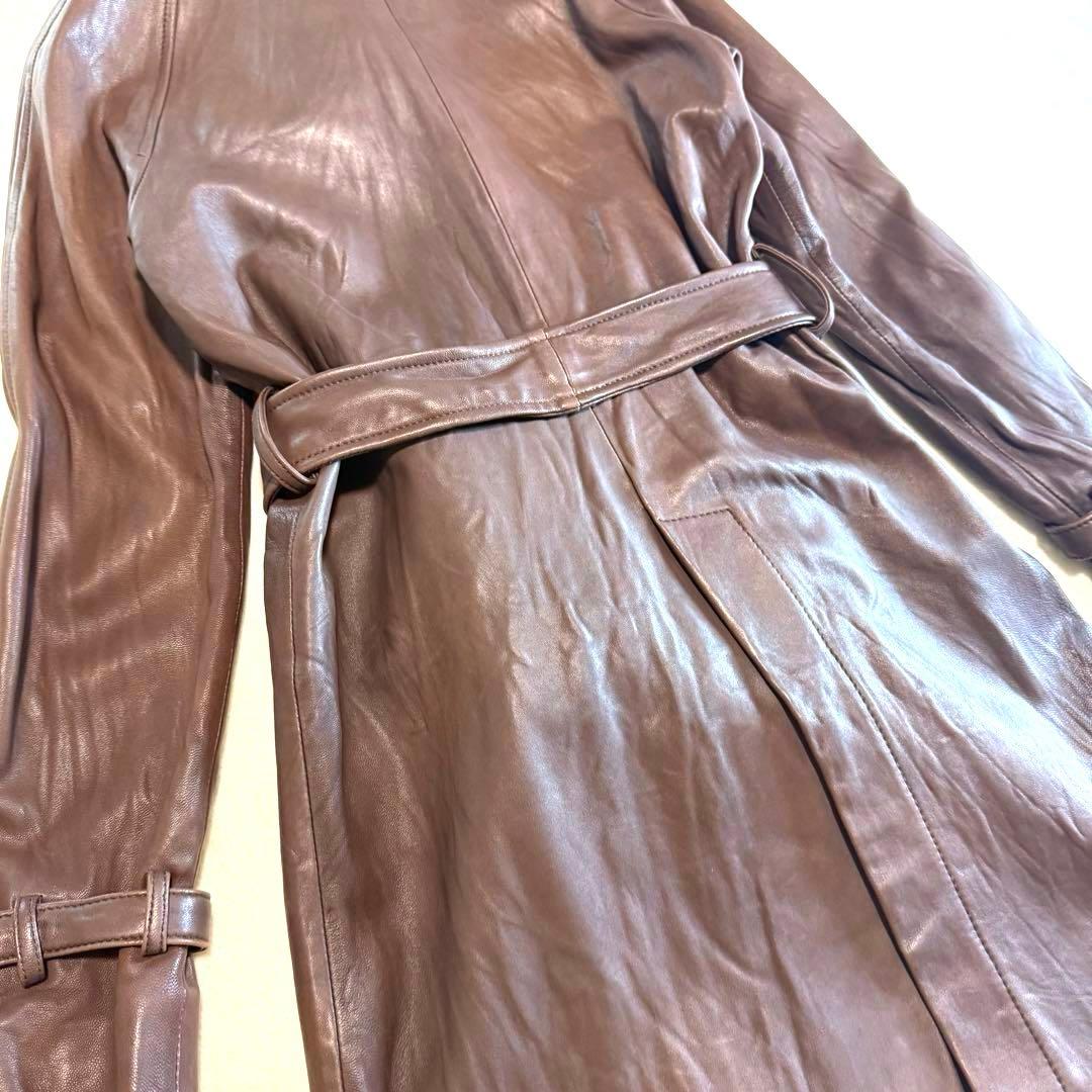アーバンリサーチ 羊革 ラムレザー トレンチコート ブラウン ユニセックス