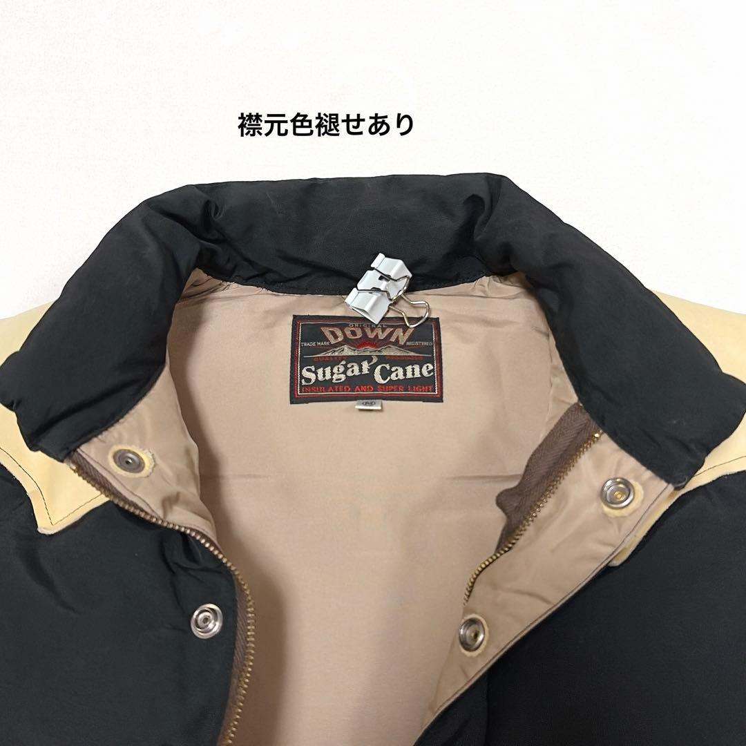 【人気】 シュガーケーン ダウンベスト レザーヨーク 牛革 本革 M 黒 羽織