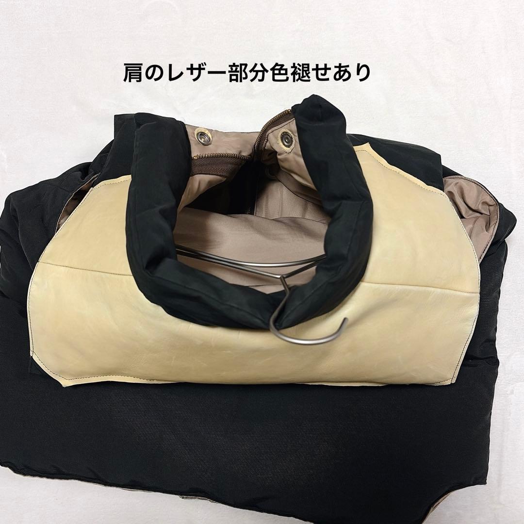 【人気】 シュガーケーン ダウンベスト レザーヨーク 牛革 本革 M 黒 羽織