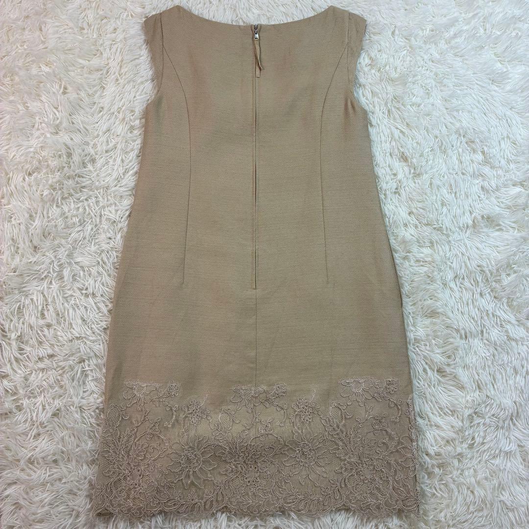 美品✨Foxey フォクシーシルクワンピース 花柄レース ベージュ ひざ丈 38