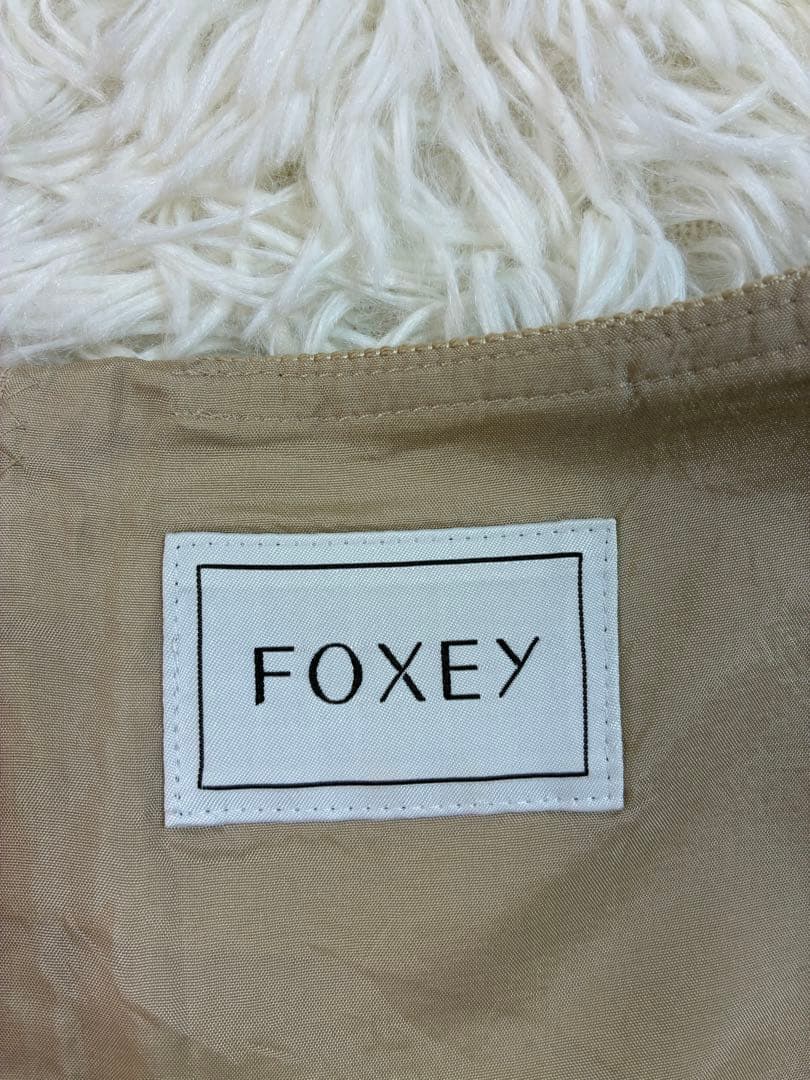 美品✨Foxey フォクシーシルクワンピース 花柄レース ベージュ ひざ丈 38