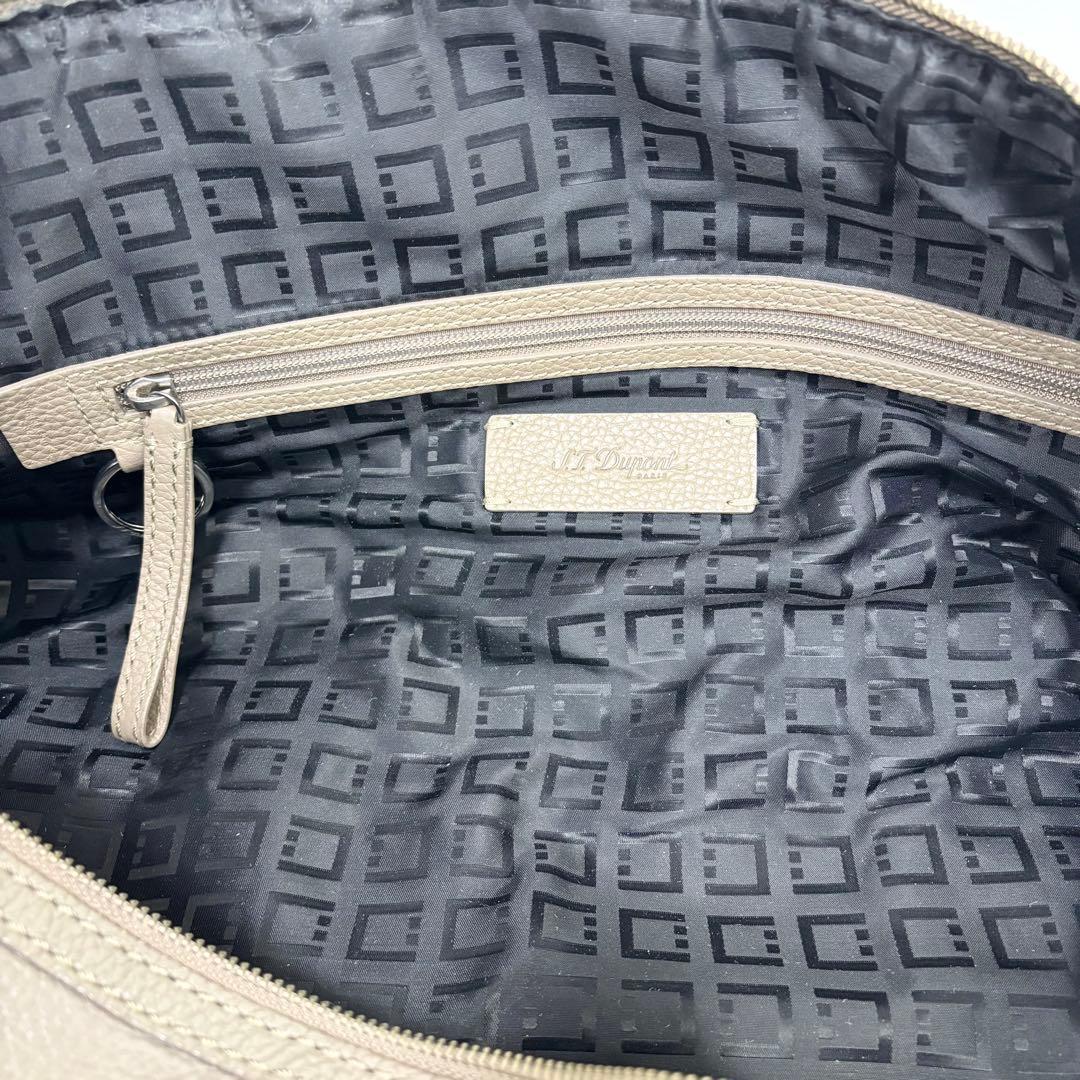 S.T. Dupont シボ革 レザー ドラムバッグ グレージュ ボストン