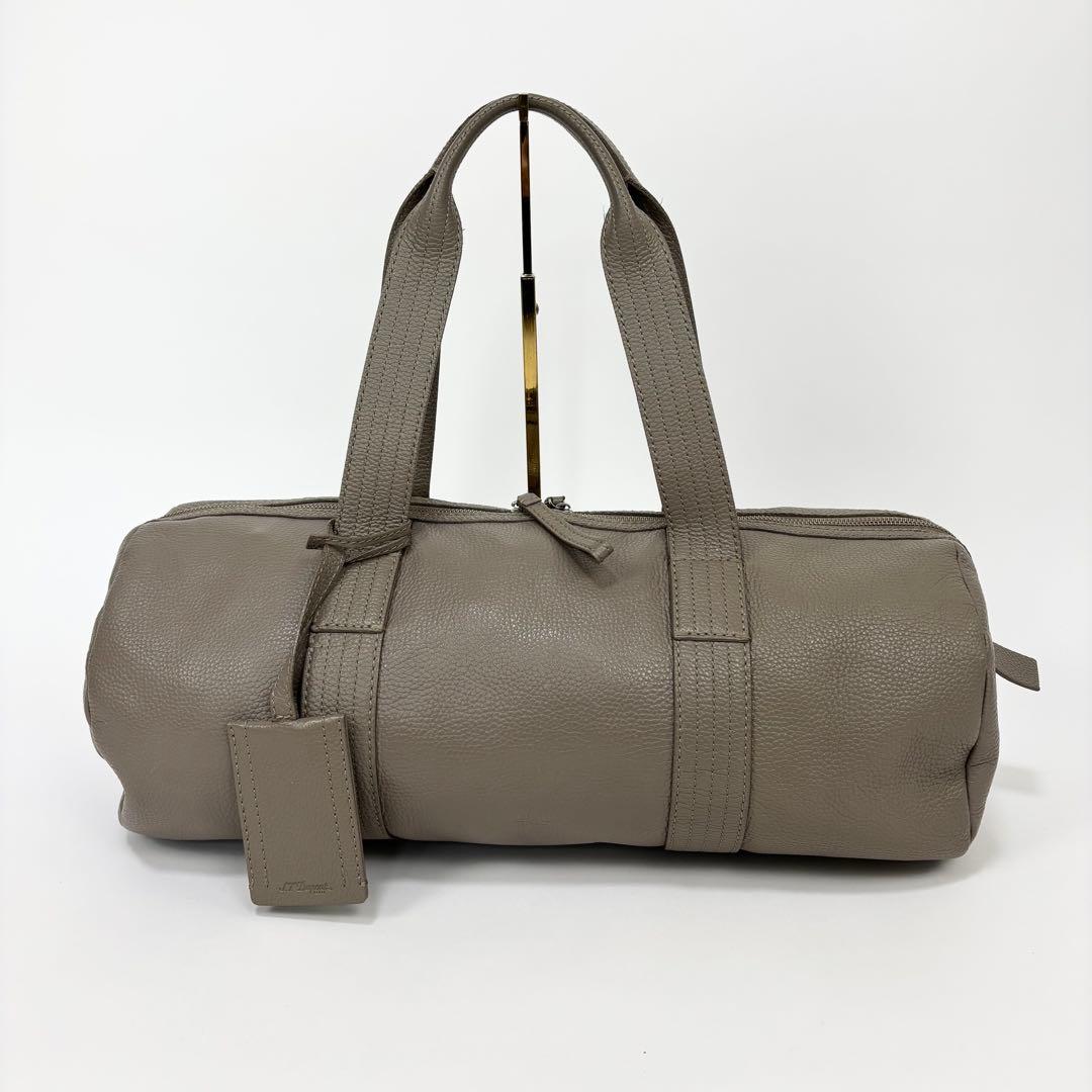 S.T. Dupont シボ革 レザー ドラムバッグ グレージュ ボストン