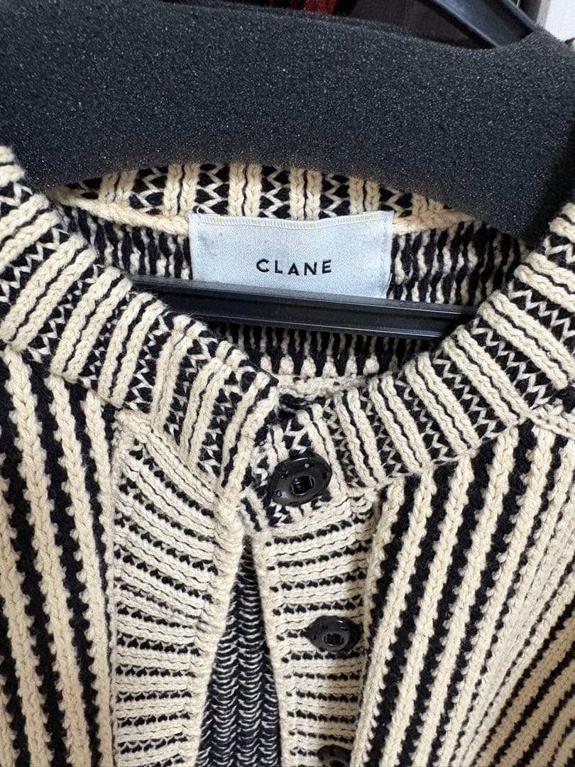トップス CLANE STRIPE CABLE HALF SLEEVE CARDIGA