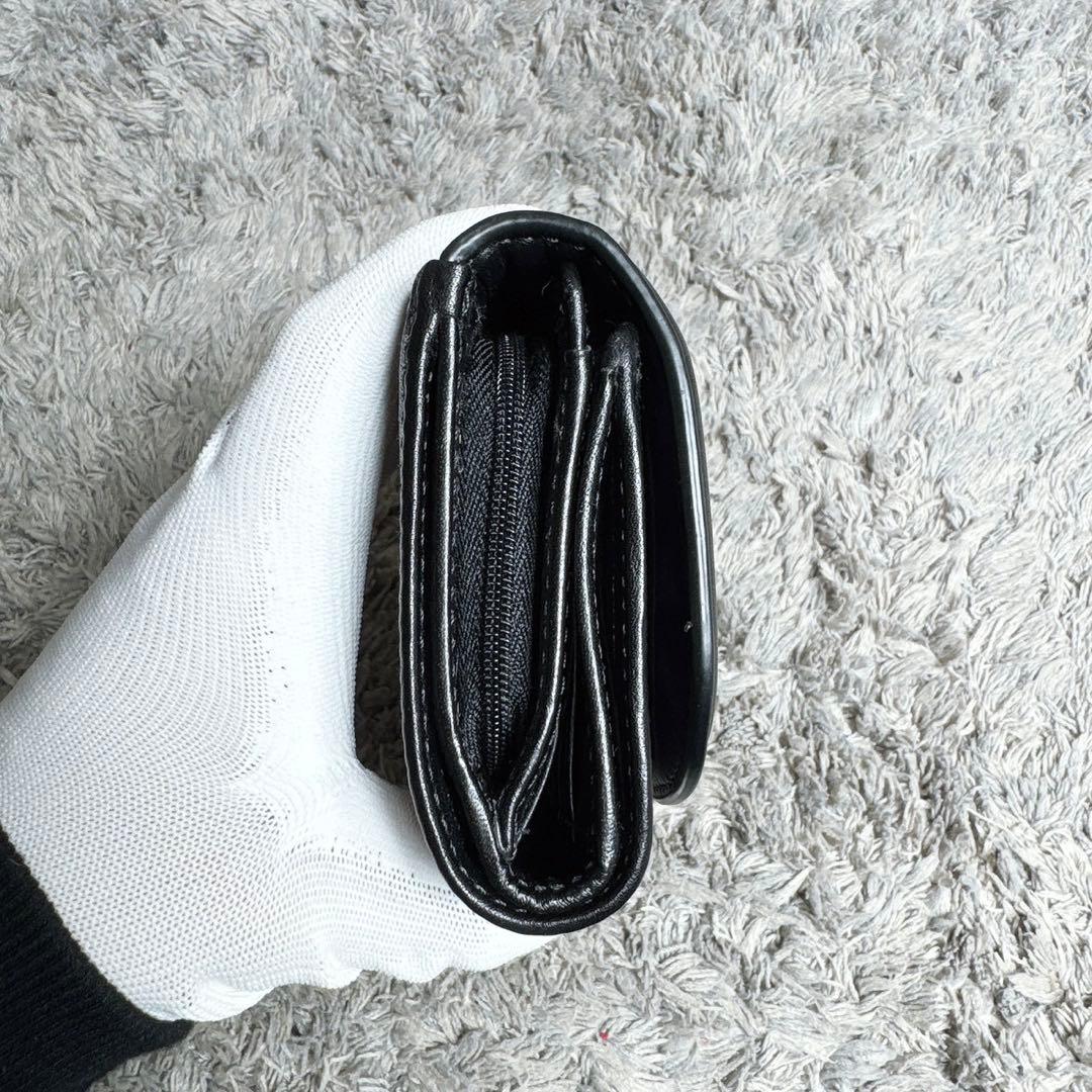 COACH コーチ 三つ折り財布 フラップ式 シグネチャー柄 ブラック