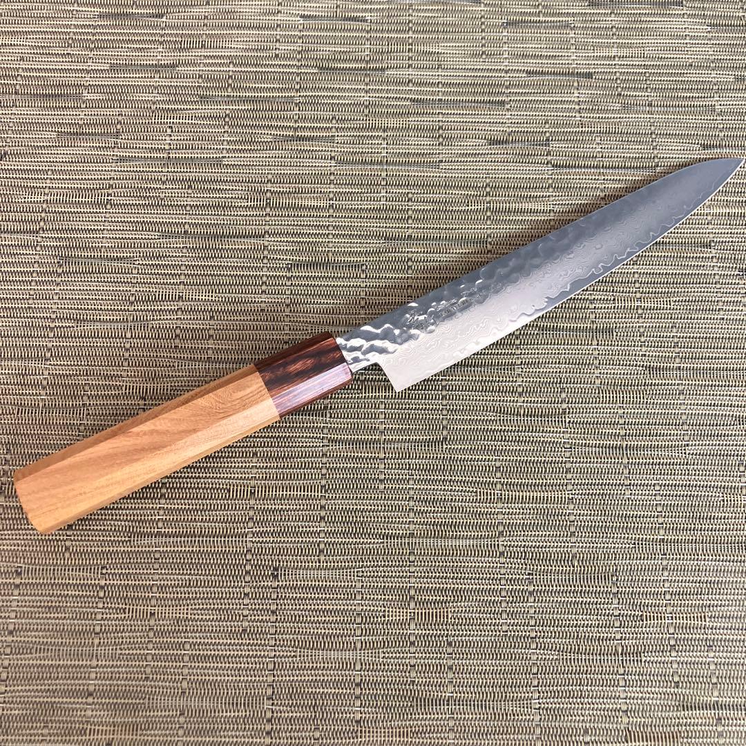 【新品未使用】堺孝行　ペティナイフ 180mm 33層槌目ダマスカス和式