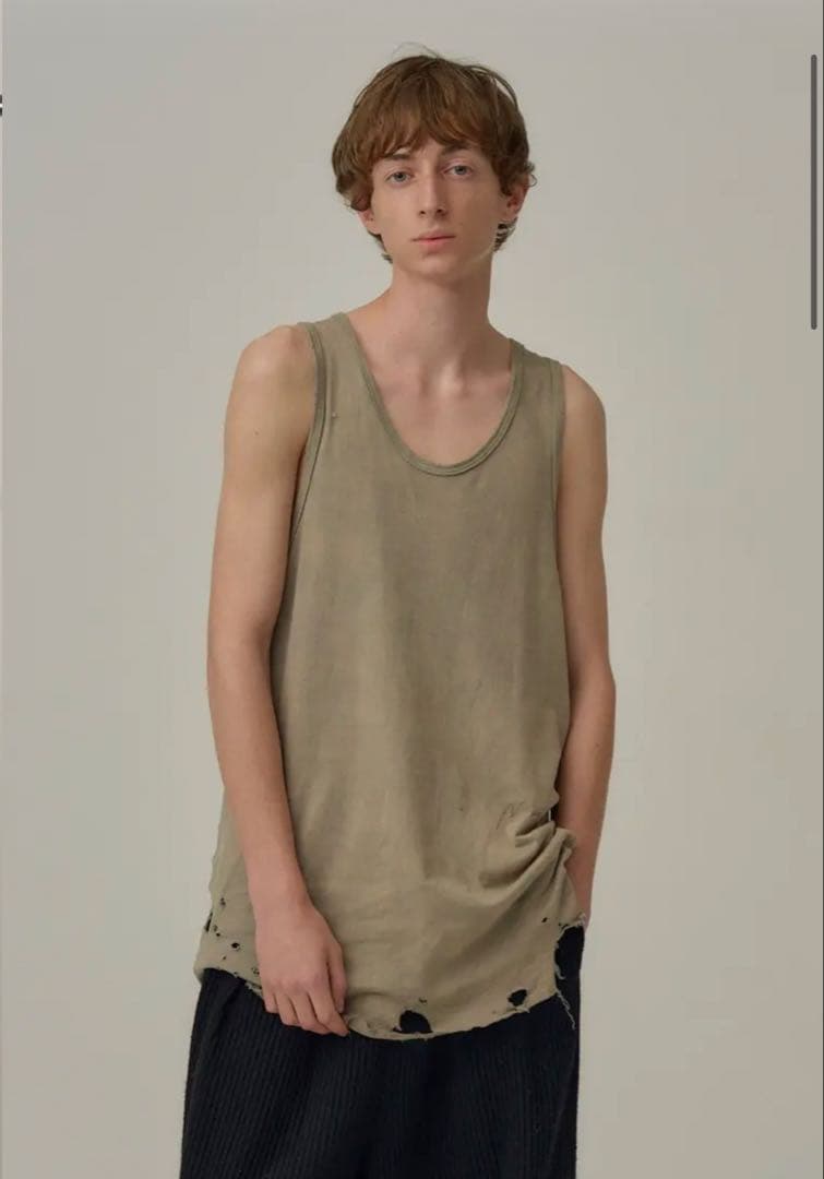 トップス ANCELLM DAMAGE TANK TOP GRAY 1