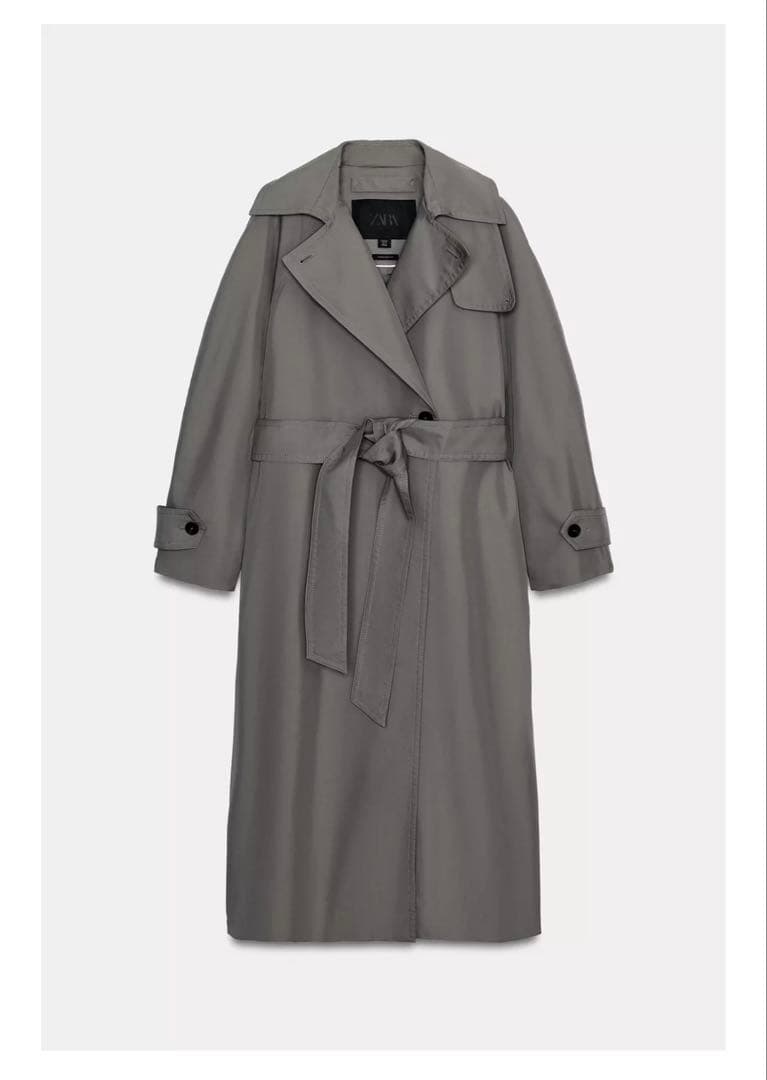 ZARA グレー ロングトレンチコート L