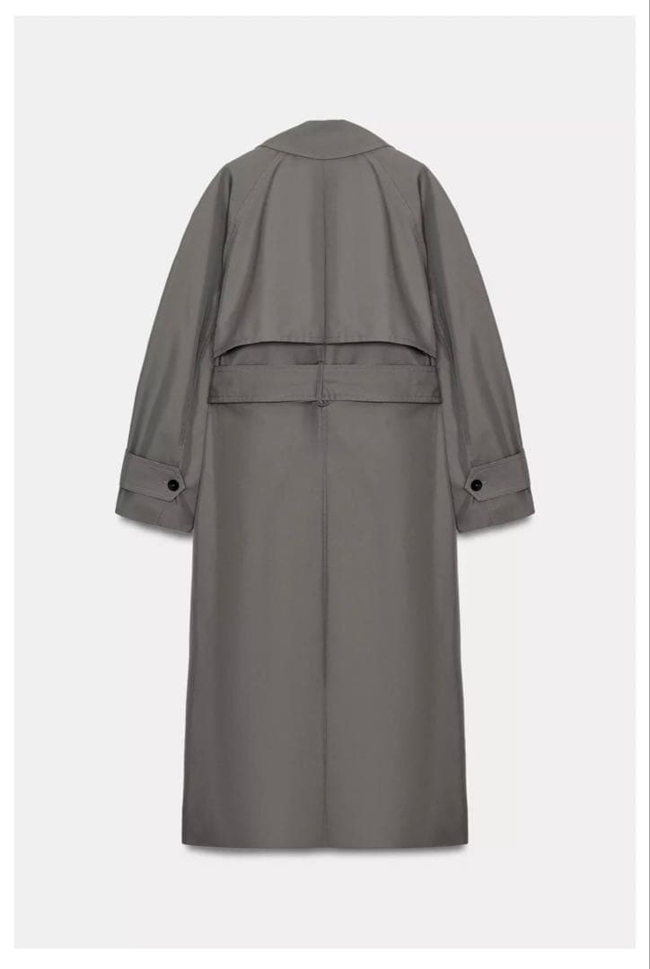 ZARA グレー ロングトレンチコート L