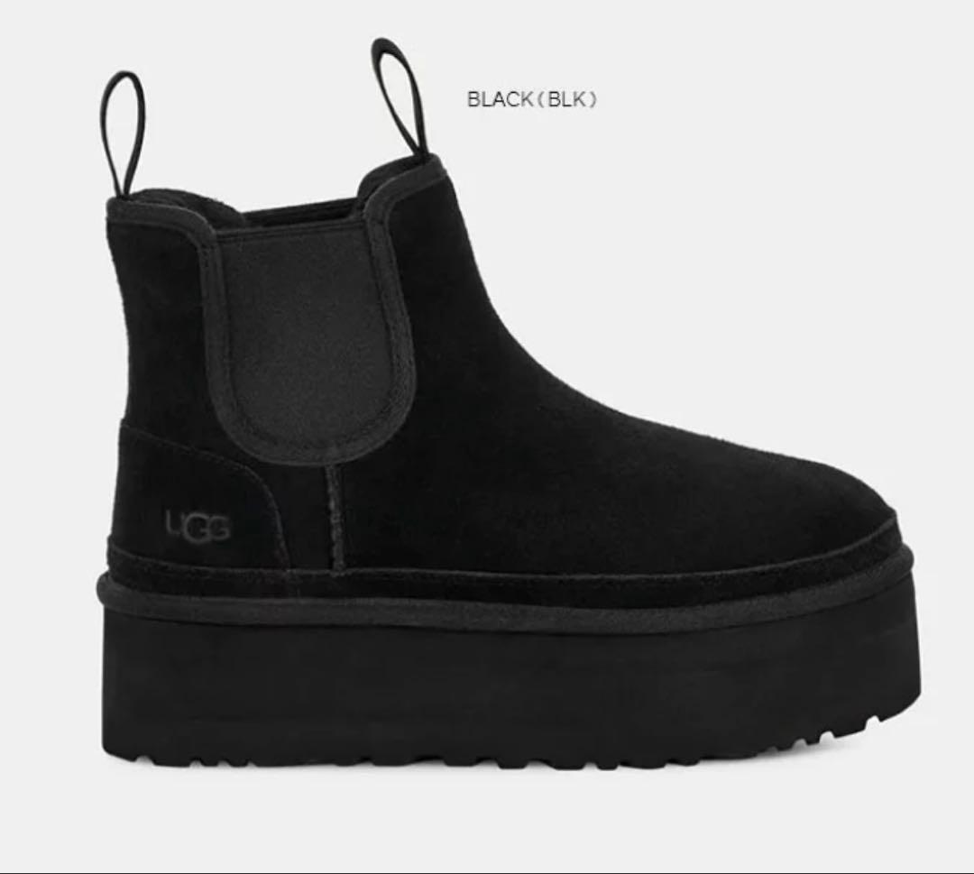 UGG ニューメルプラットフォーム チェルシー 黒 7 24㎝