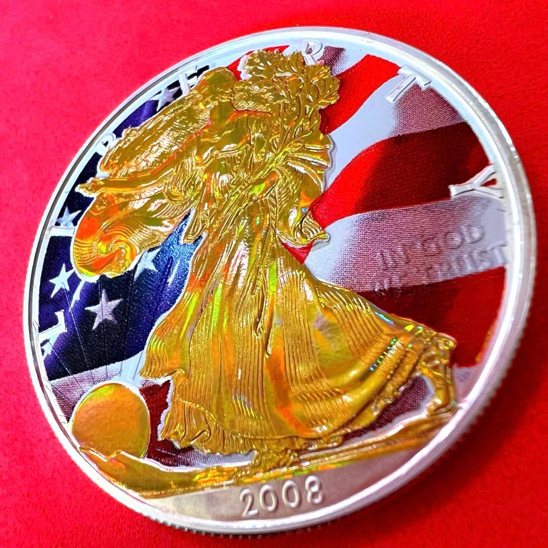 【銀貨】米国 アメリカンイーグル 2008年 ゴールドホログラム　コレクター垂涎