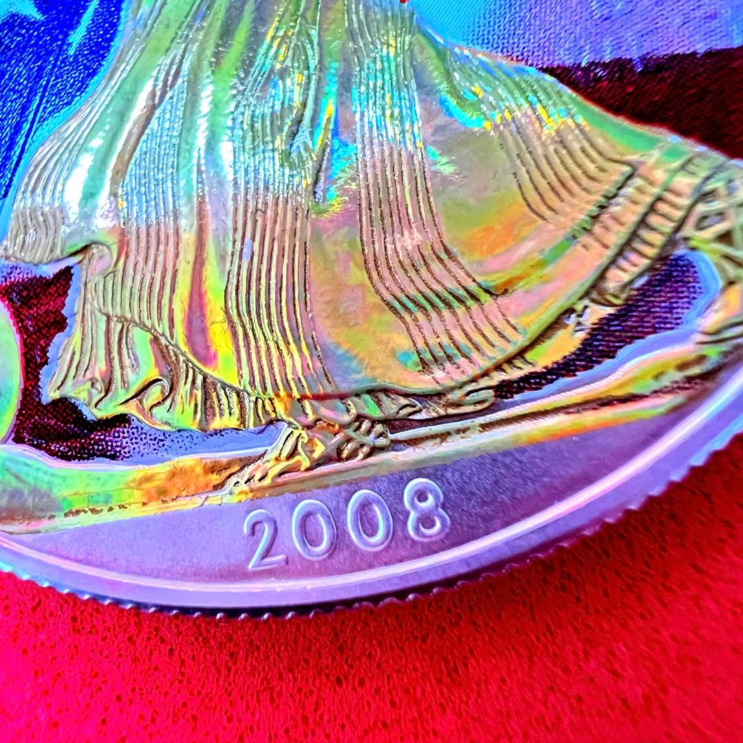 【銀貨】米国 アメリカンイーグル 2008年 ゴールドホログラム　コレクター垂涎