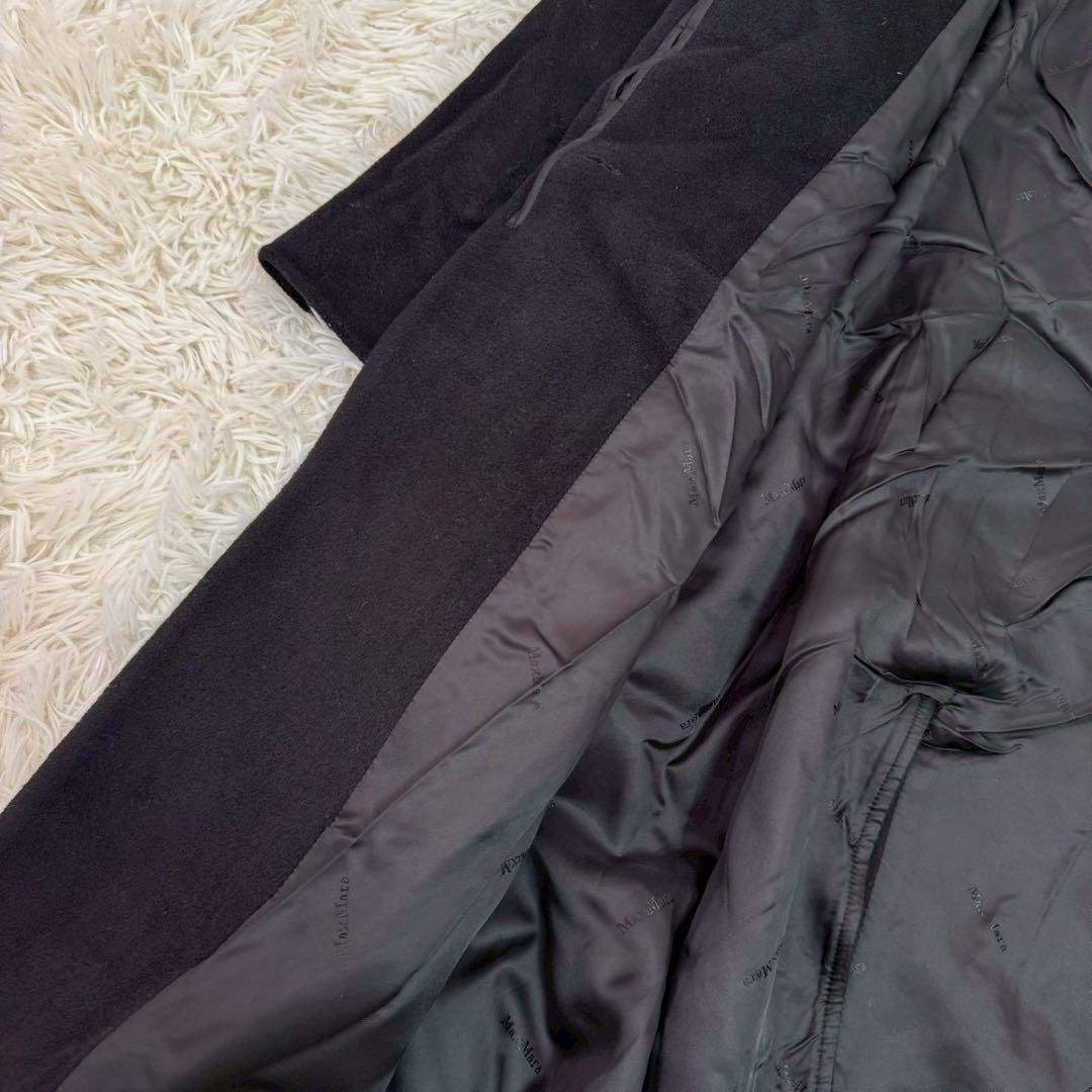 Max Mara ロングコート ブラック 42 キレイめ 上品 カシミア混