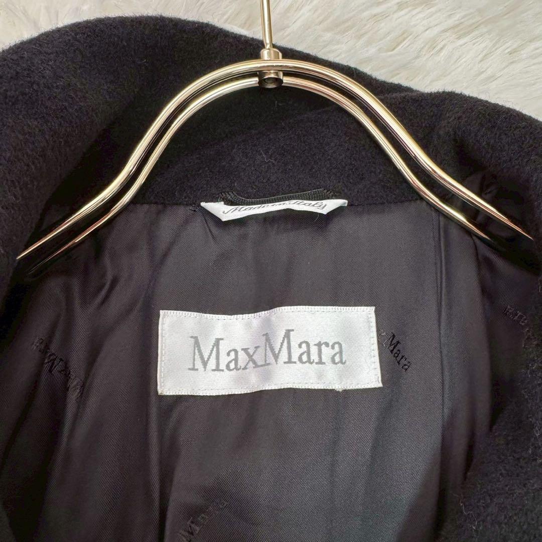 Max Mara ロングコート ブラック 42 キレイめ 上品 カシミア混