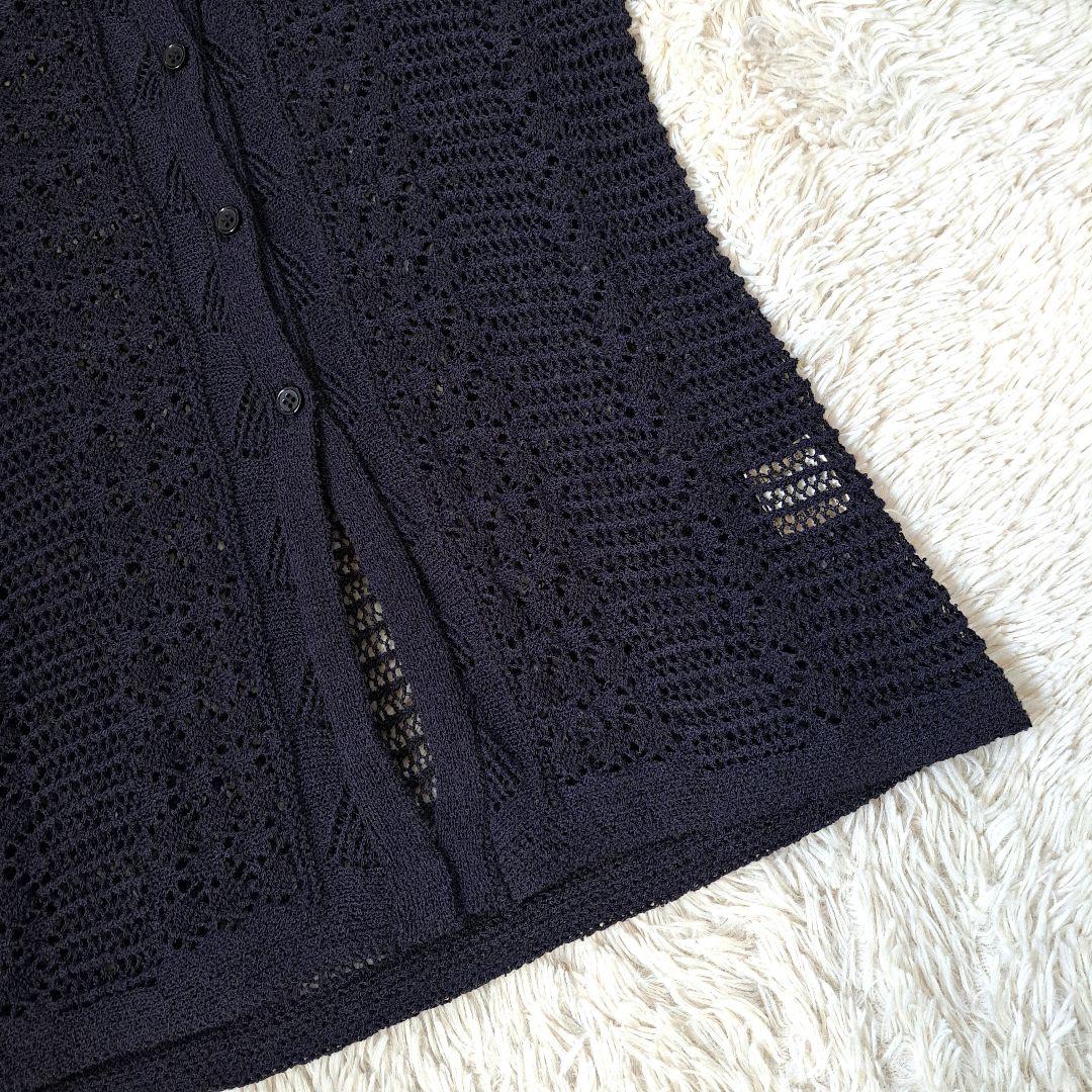 25SS anuke ミックスニットシャツ カーディガン ネイビー