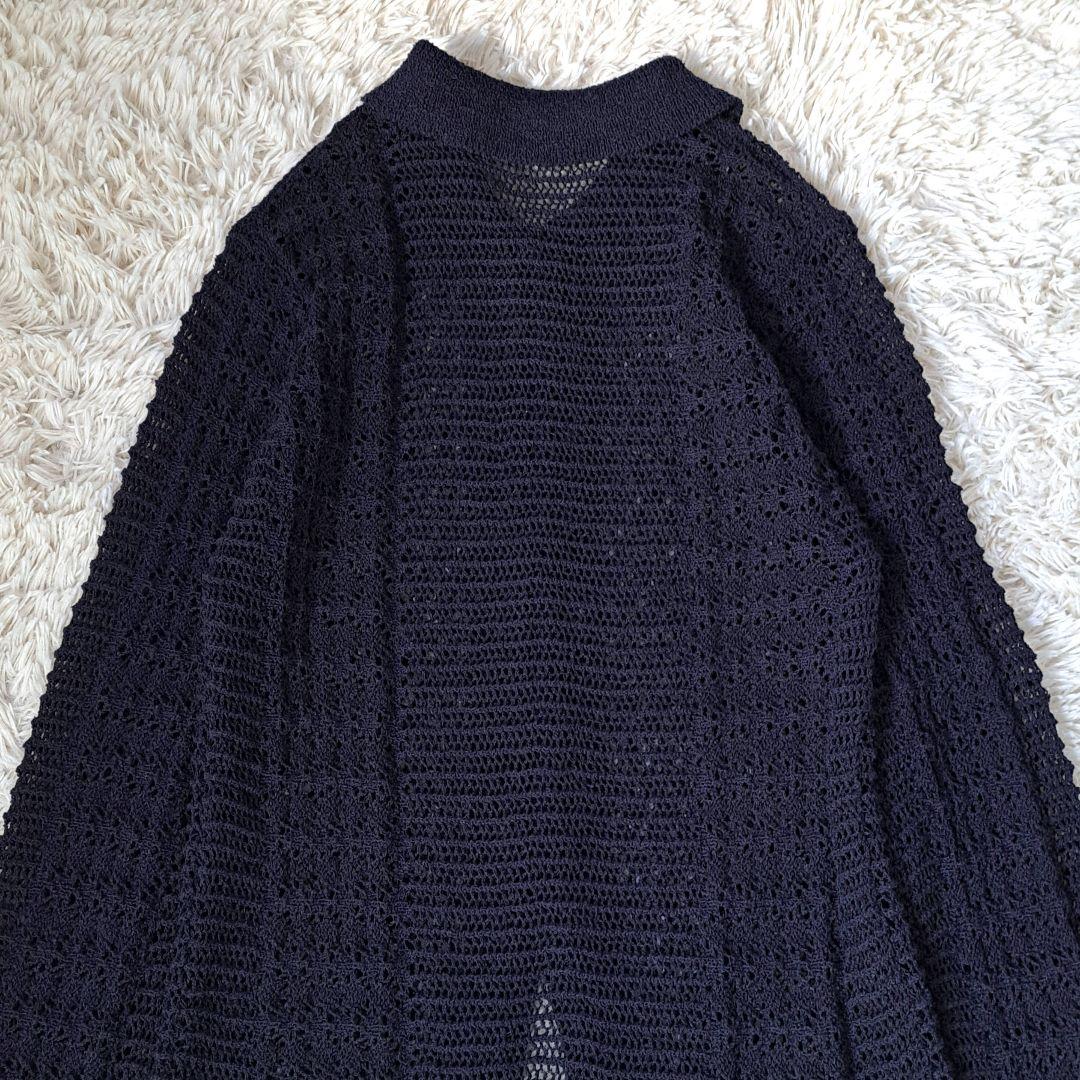 25SS anuke ミックスニットシャツ カーディガン ネイビー