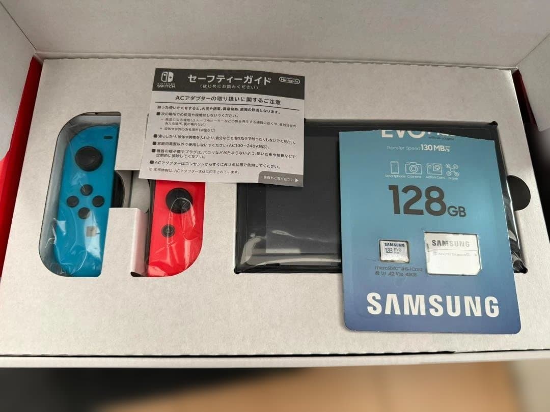 SWITCH本体バッテリー強化版箱　付属品全部有り+SD 128GB+おまけ