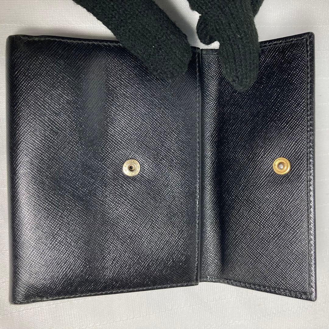 PRADA プラダ 二つ折り財布 サフィアーノレザー 三角ロゴ ブラックWホック