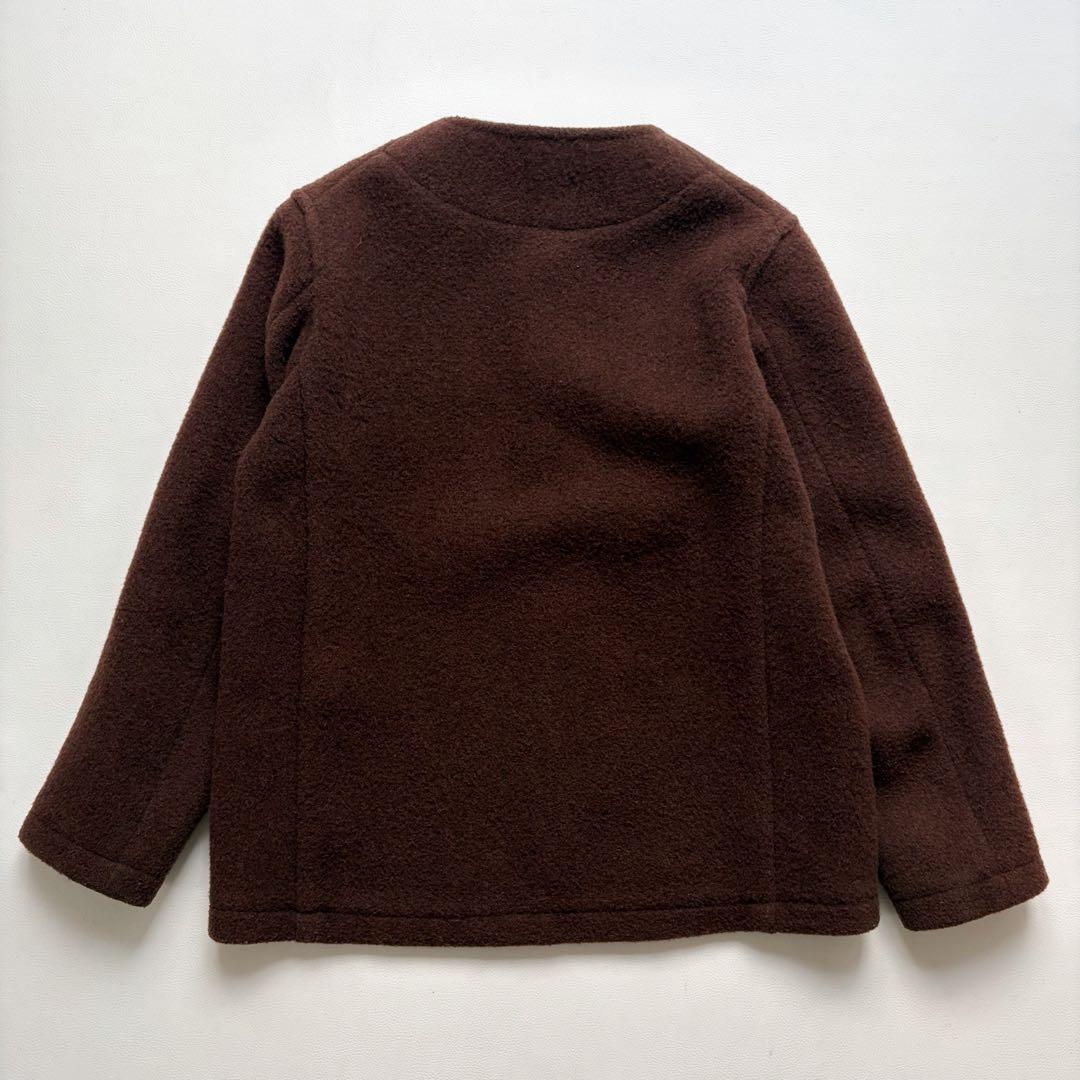 ダントン　ウールモッサ 36 ノーカラー　ジャケット　ブラウン