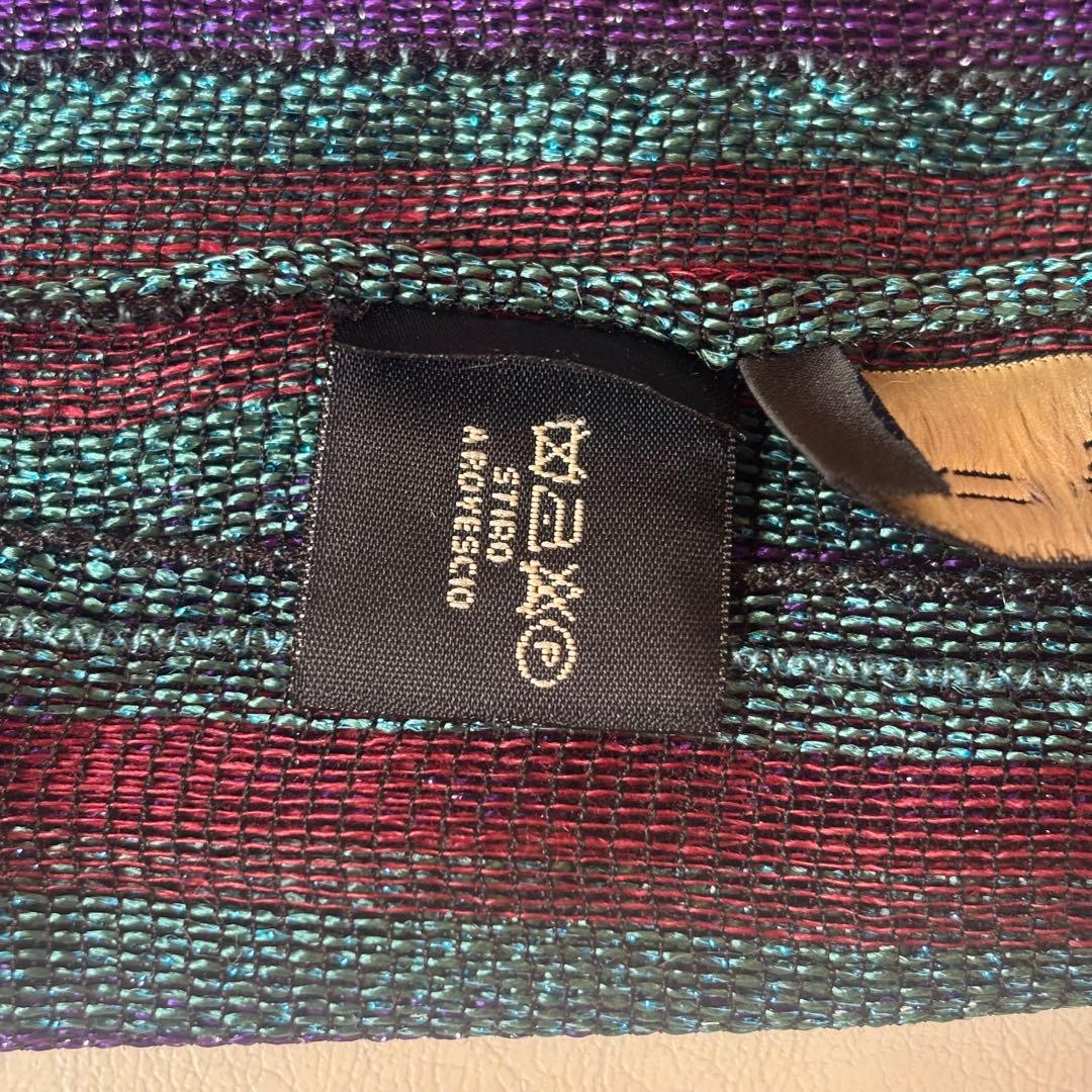ETRO エトロ ストール リネン×シルク ラメ混 ボーダー イタリア製