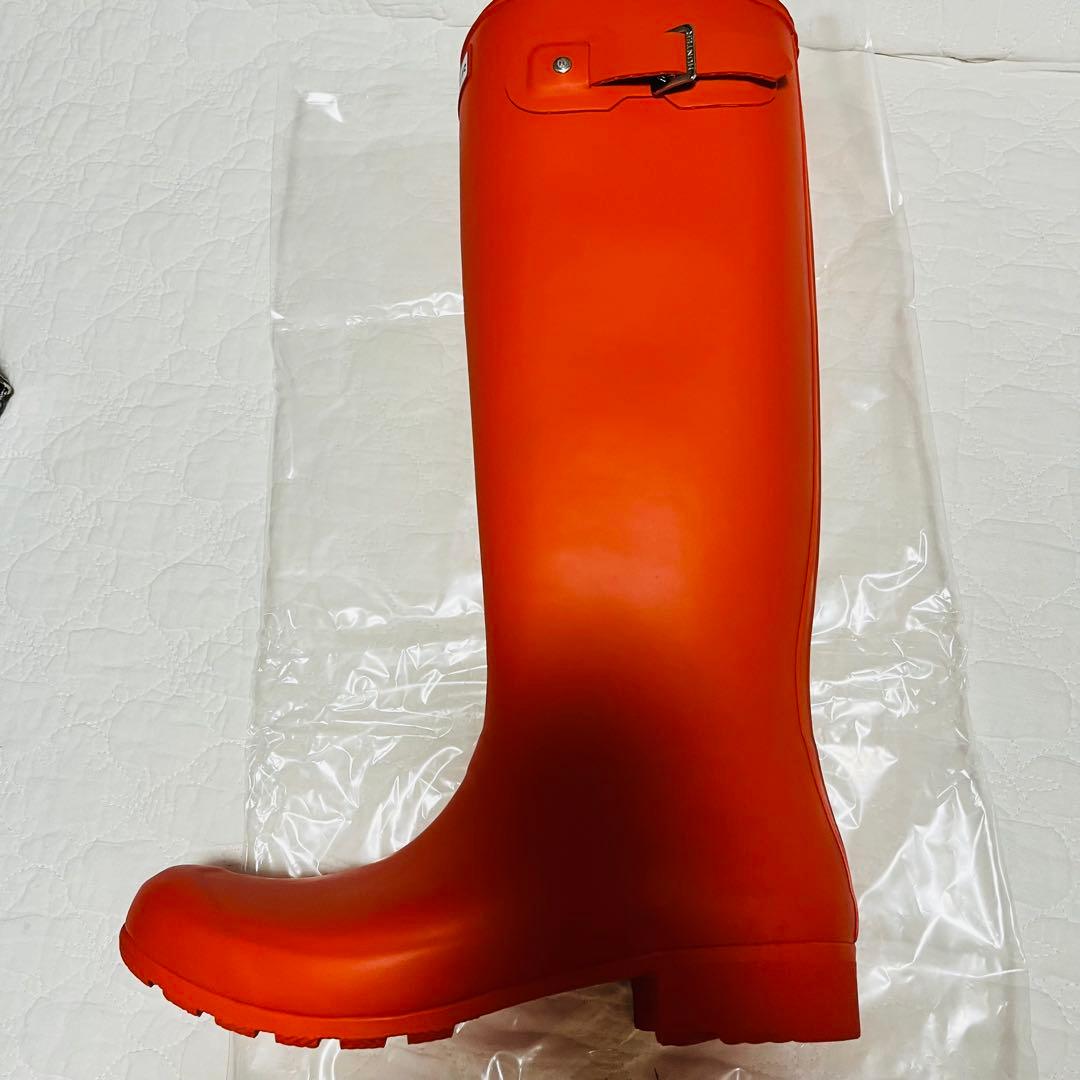 美品。HUNTER オレンジ 長靴 バックル付きUK6 日本25cm