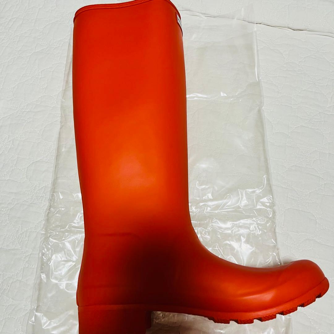 美品。HUNTER オレンジ 長靴 バックル付きUK6 日本25cm