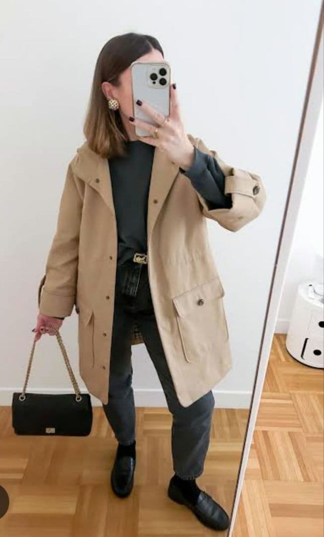 Sezane Hugo Parka セザンヌの春コート、ベージュ38 M-L