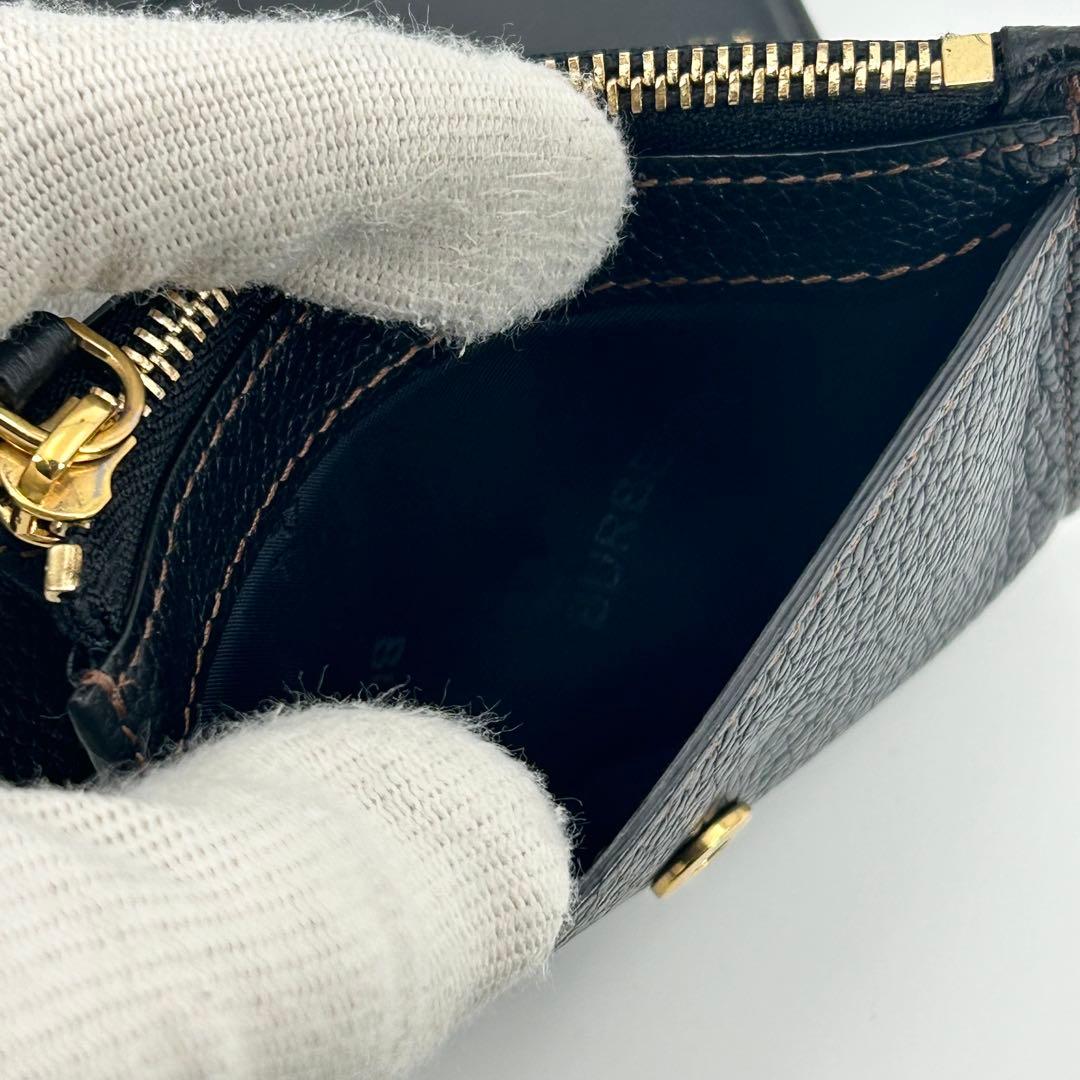 美品✨バーバリー 折り財布 TB レザー ブラック