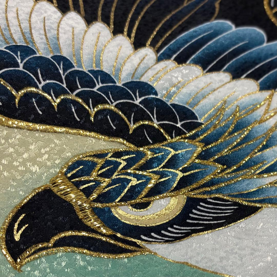 【新品/日本製】お宮参り 産着 男の子 合繊 洗える着物 金刺繍入 金彩 黒
