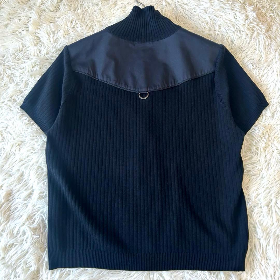 美品　バーバリーロンドン　ノバチェック　リブニット切り替えカットソー　ロゴ刺繍