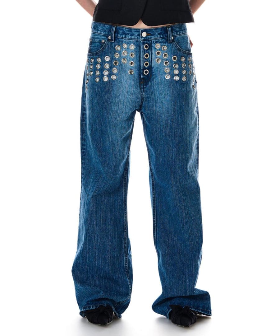 パンツ BEEDEN L EYELET SEMI LOOSE DENI