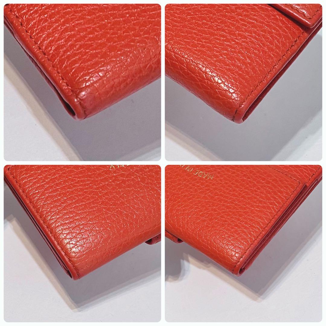 【美品】GUCCI グッチ スウィング ロゴ刻印 レザー 二つ折り財布