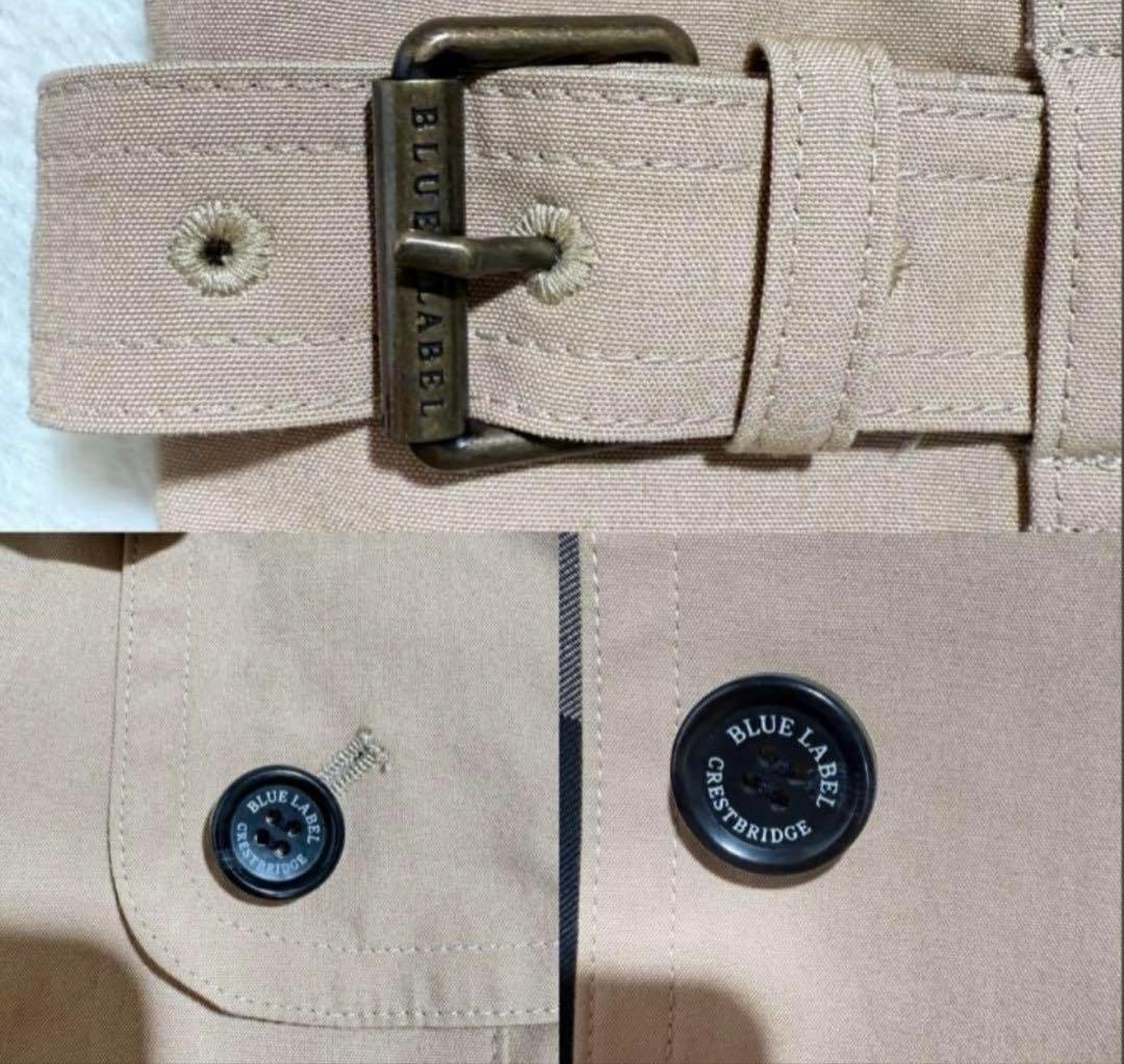 美品　ブルーレーベルクレストブリッジ　トレンチコート　ノバチェック　キャメル