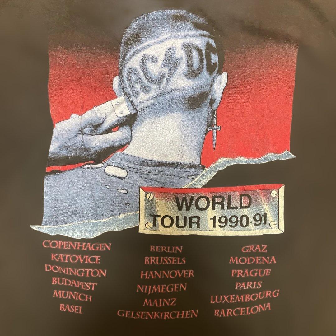 大幅値下げ AC/DC ワールドツアー Tシャツ 1990-91 ユーロ