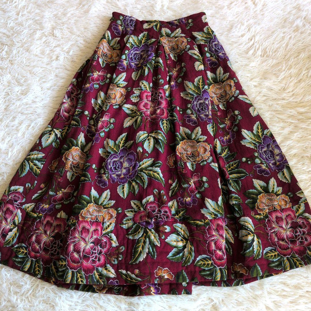 美品 KENZO ヴィンテージ ケンゾー 花柄ロング　M フレアスカート