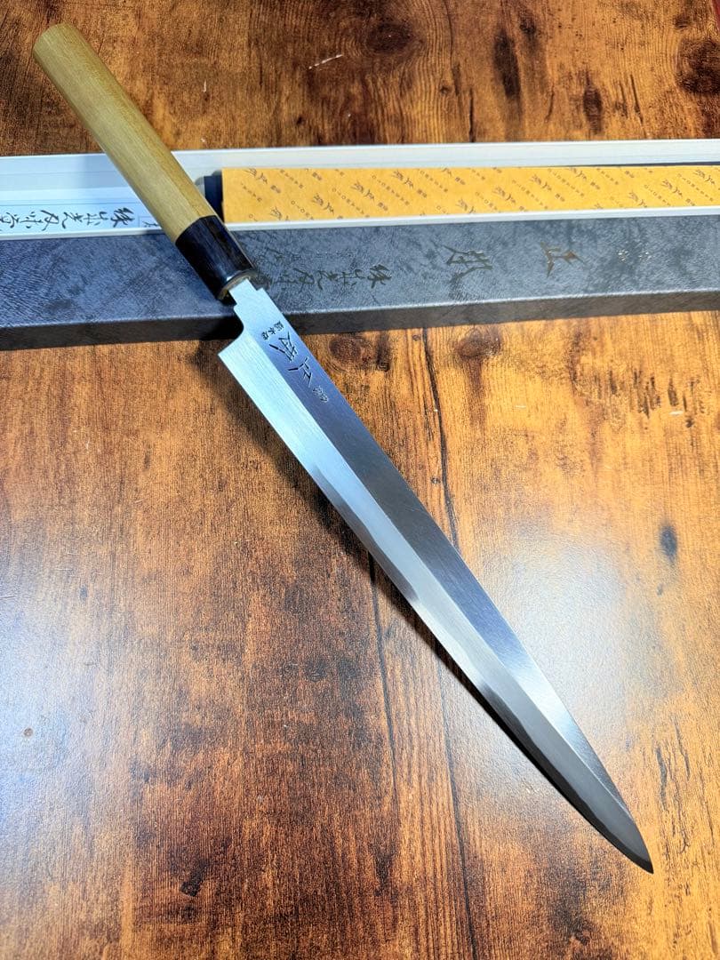 正本総本店　刺身 柳刃　包丁　本霞玉白鋼　尺　水牛柄