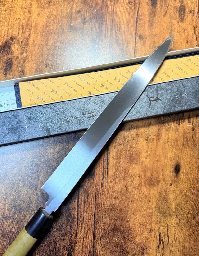 正本総本店　刺身 柳刃　包丁　本霞玉白鋼　尺　水牛柄