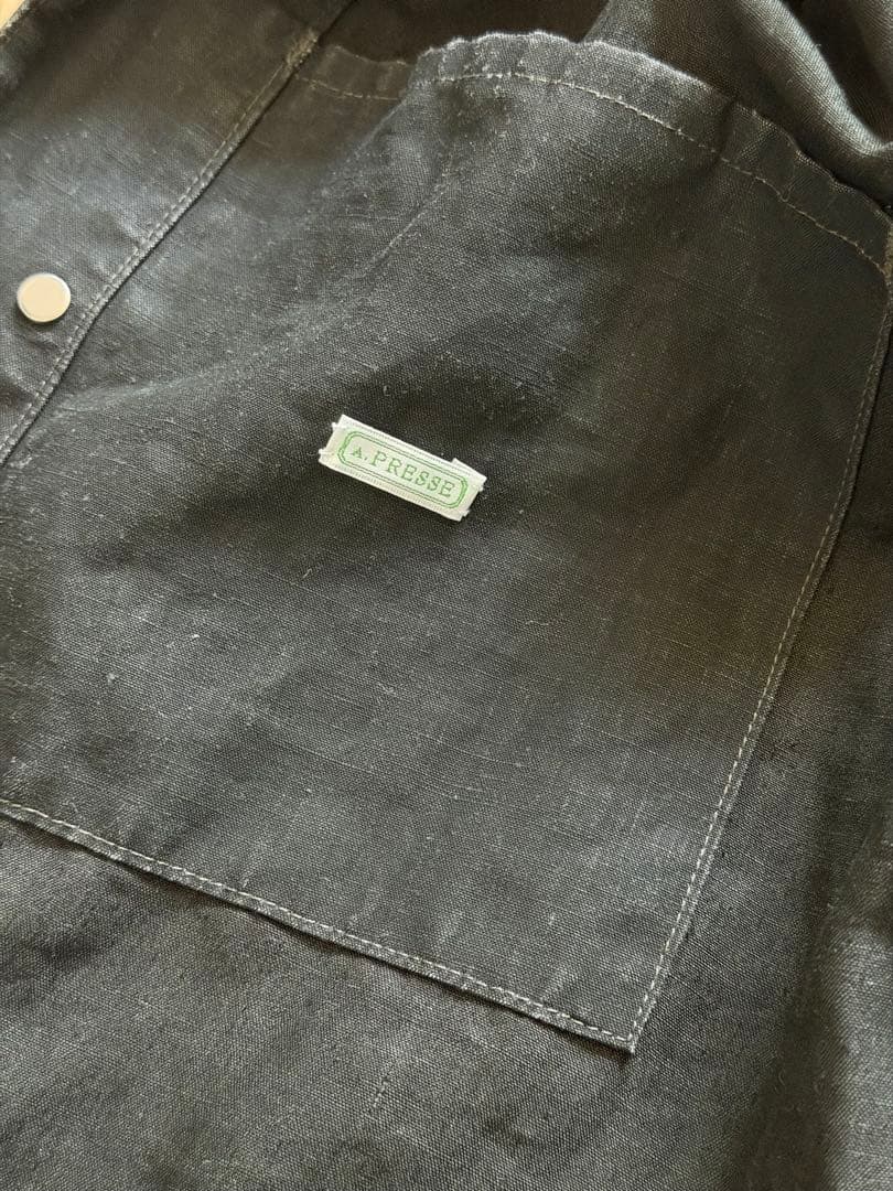 美品A.PRESSE Vintage Black Linen Coverall