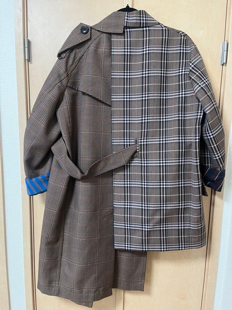 kolor レディーストレンチコート 20ss/1/ウール/BRW/チェック