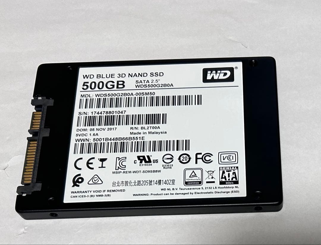 2.5インチ　内蔵型SSD500GB 約2541時間稼働