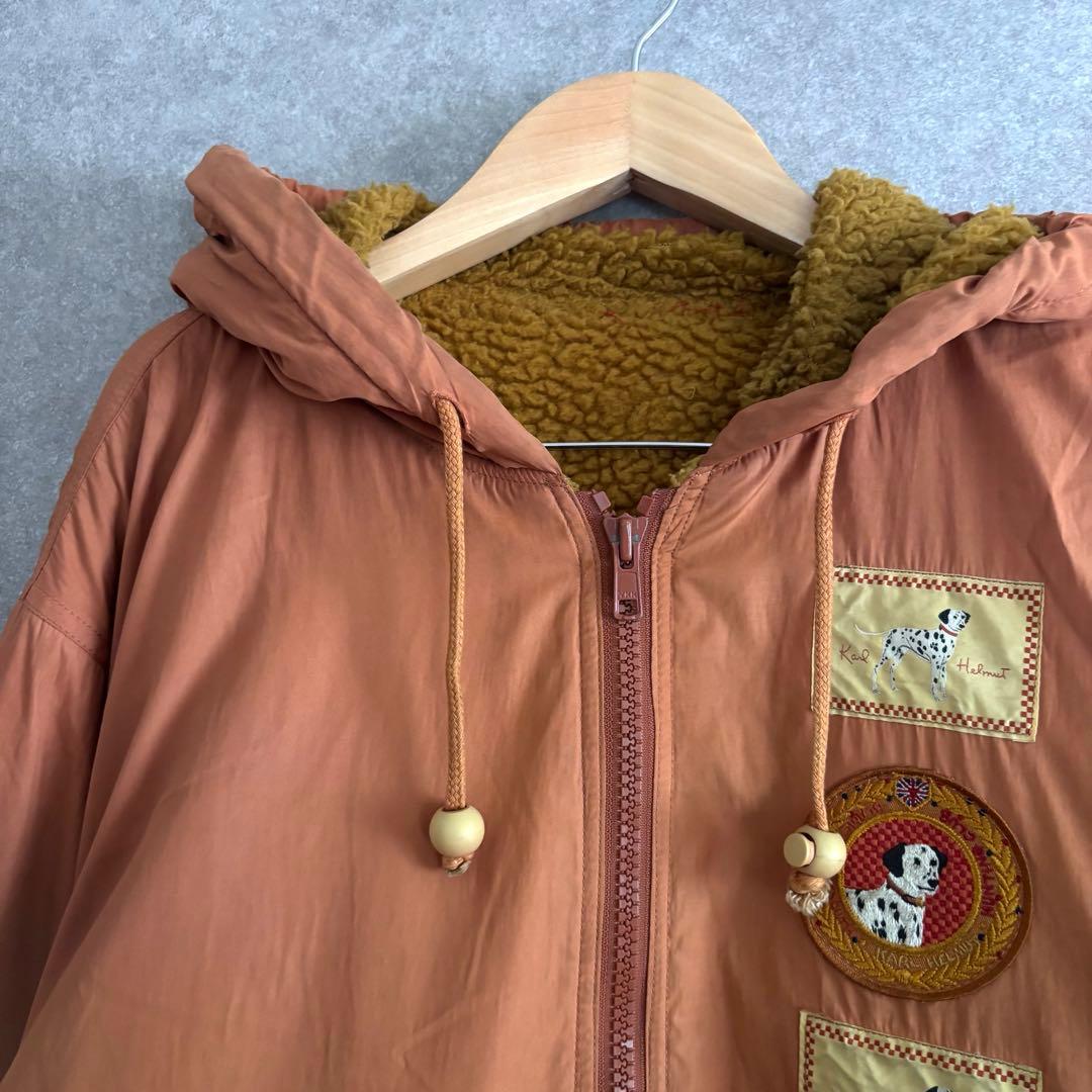 90s カールヘルム フード付き ボアジャケット ワッペン オレンジ ビンテージ