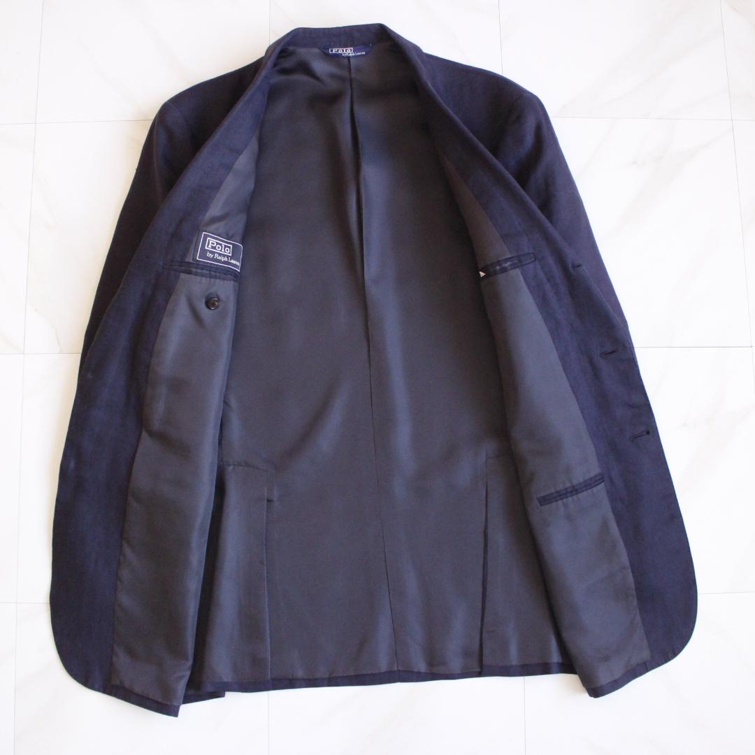 POLO RALPH LAUREN リネン 紺ブレ Lサイズ ネイビー 金ボタン