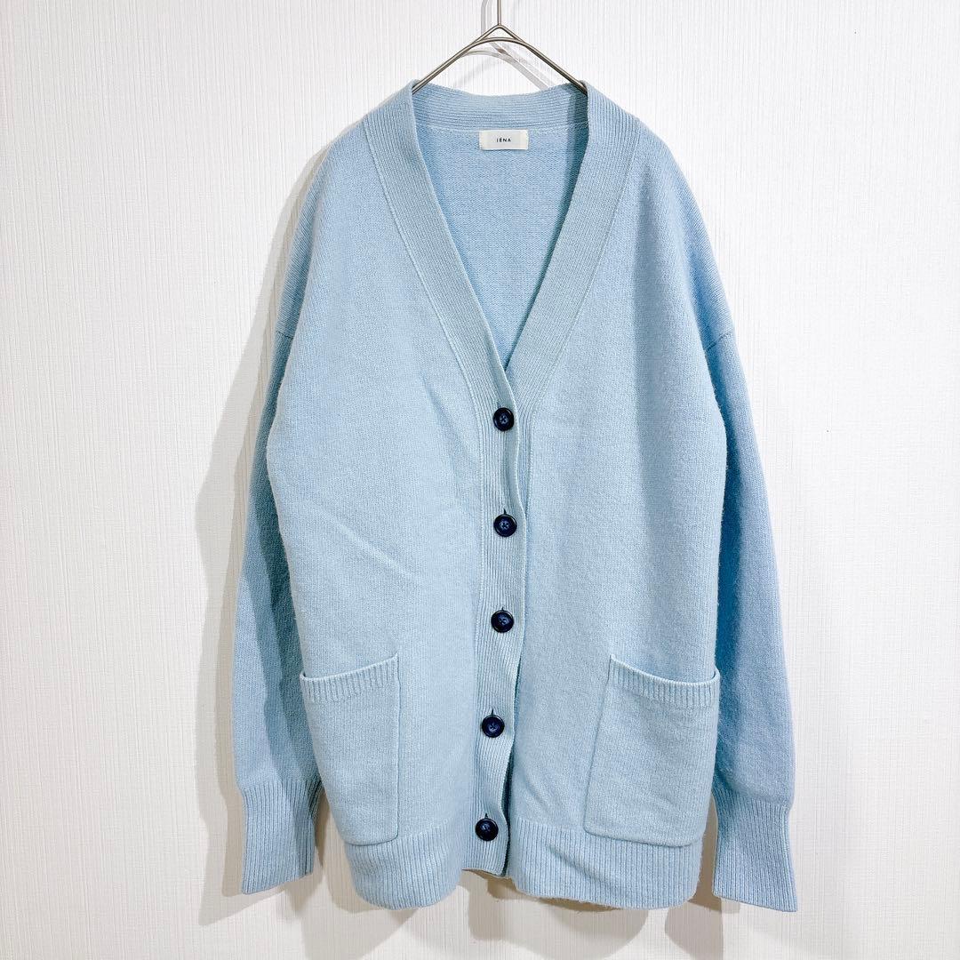 IENA イエナ AQUA Vネックカーディガン カシミヤ　ポケット　ブルー