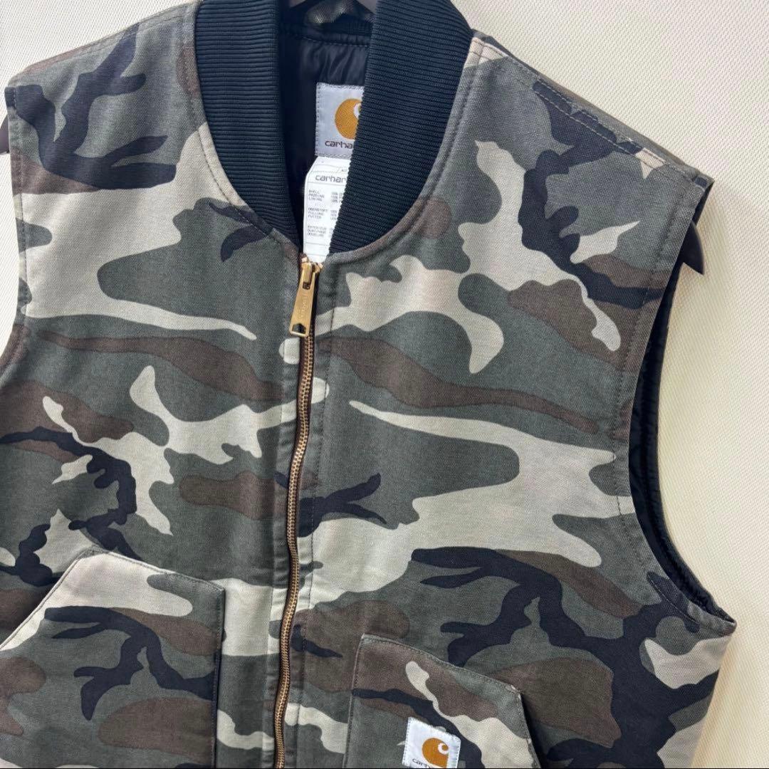 Carhartt カーハート 裏地キルティング 迷彩 カモフラ ベスト L